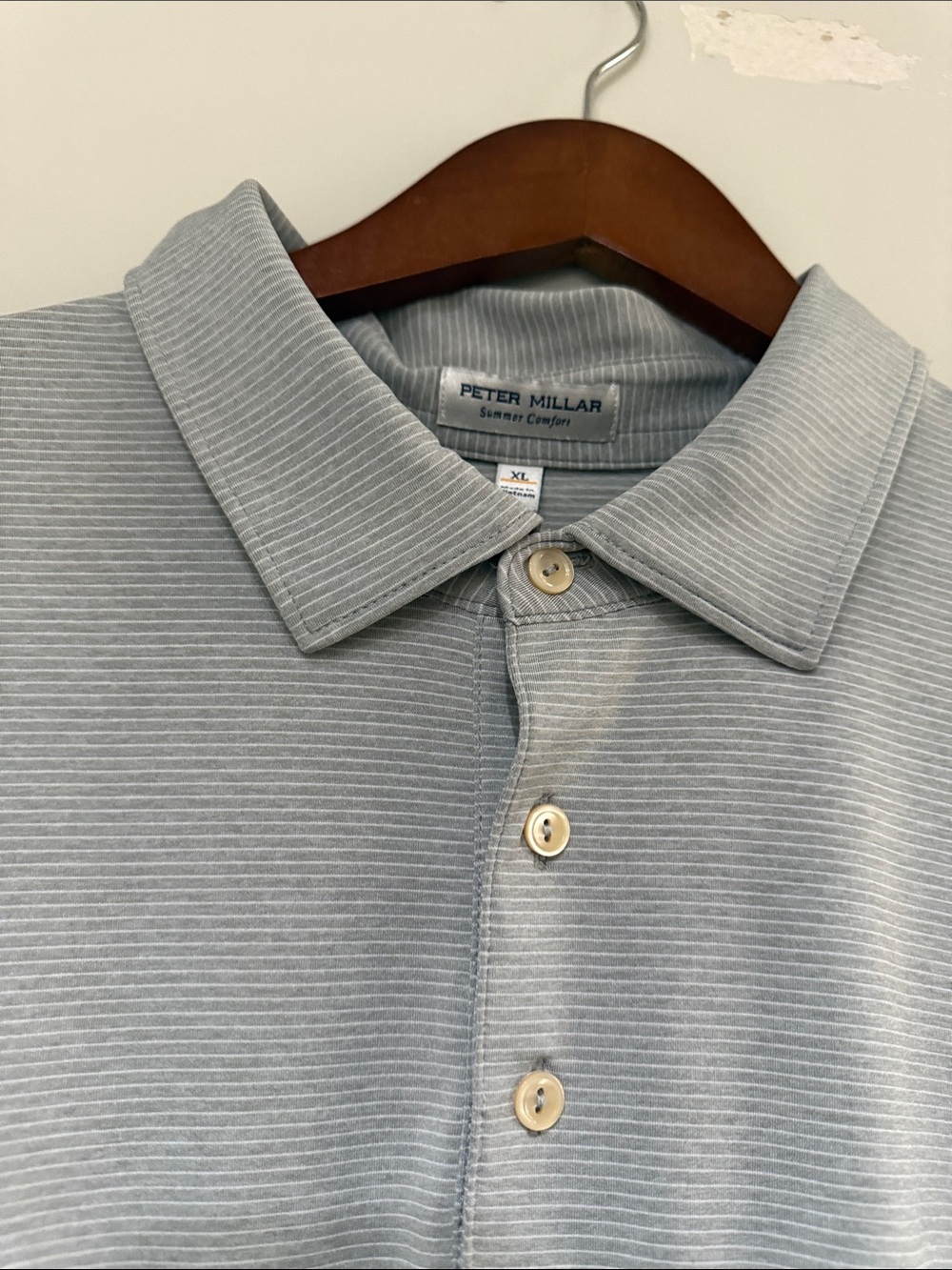 Peter Millar Gray Thin-Striped Polo Shirt